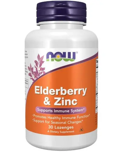 Now Foods Cynk 12 mg i Czarny Bez 30 tabletek do ssania zdjęcie