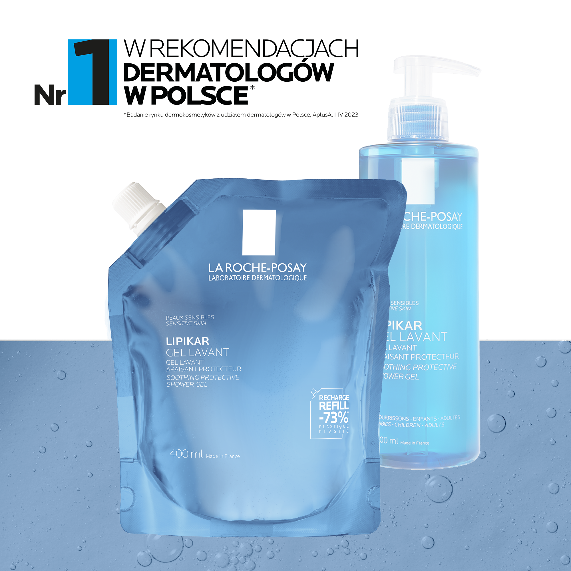 La Roche-Posay Lipikar Gel Delikatny żel pod prysznic, dla skóry wrażliwej, suchej i skłonnej do podrażnień, Refill, 400 ml