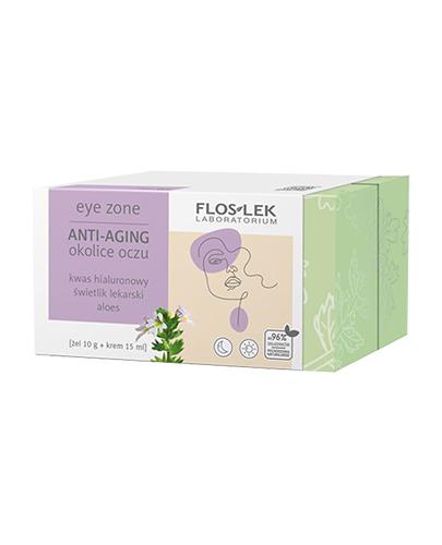 Floslek Zestaw Anti Aging Przeciwzmarszczkowy Krem pod oczy świetlik kwas hialuronowy, 15 ml + Żel ze świetlikiem i aloesem do powiek i pod oczy, 10 g, cena, opinie, stosowanie zdjęcie