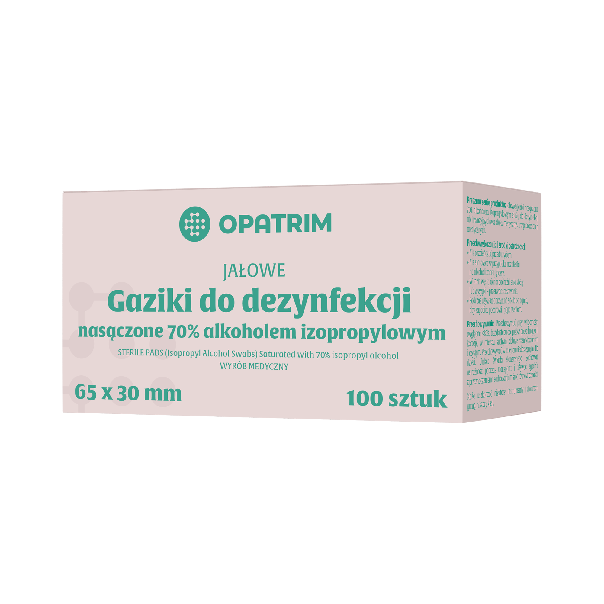 Gaziki do dezynfekcji nasączone 70% alkoholem izopropylowym, 100 sztuk