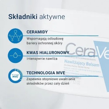 CeraVe, nawilżający balsam z ceramidami do skóry suchej i bardzo suchej, 340 g