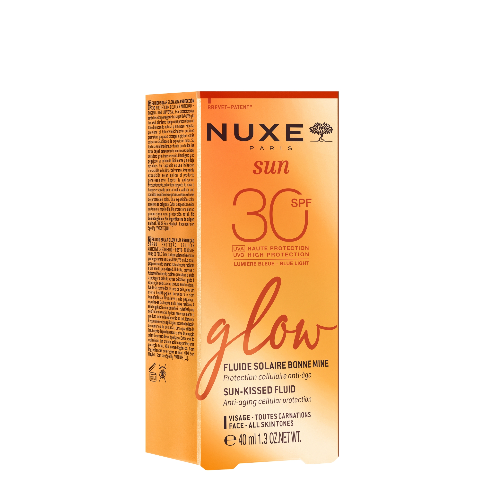 Nuxe Sun, fluid glow z efektem skóry muśniętej słońcem SPF 30, 40 ml 