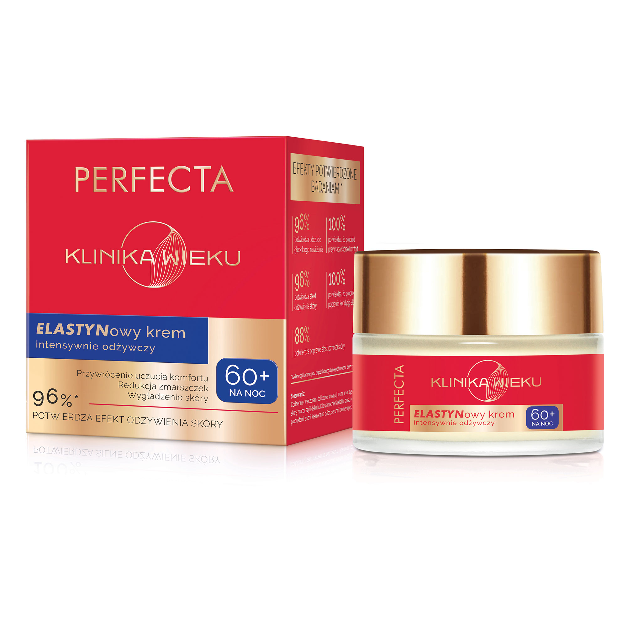 Perfecta Klinika Wieku, Elastynowy krem intensywnie odżywczy na noc 60+, 50 ml zdjęcie