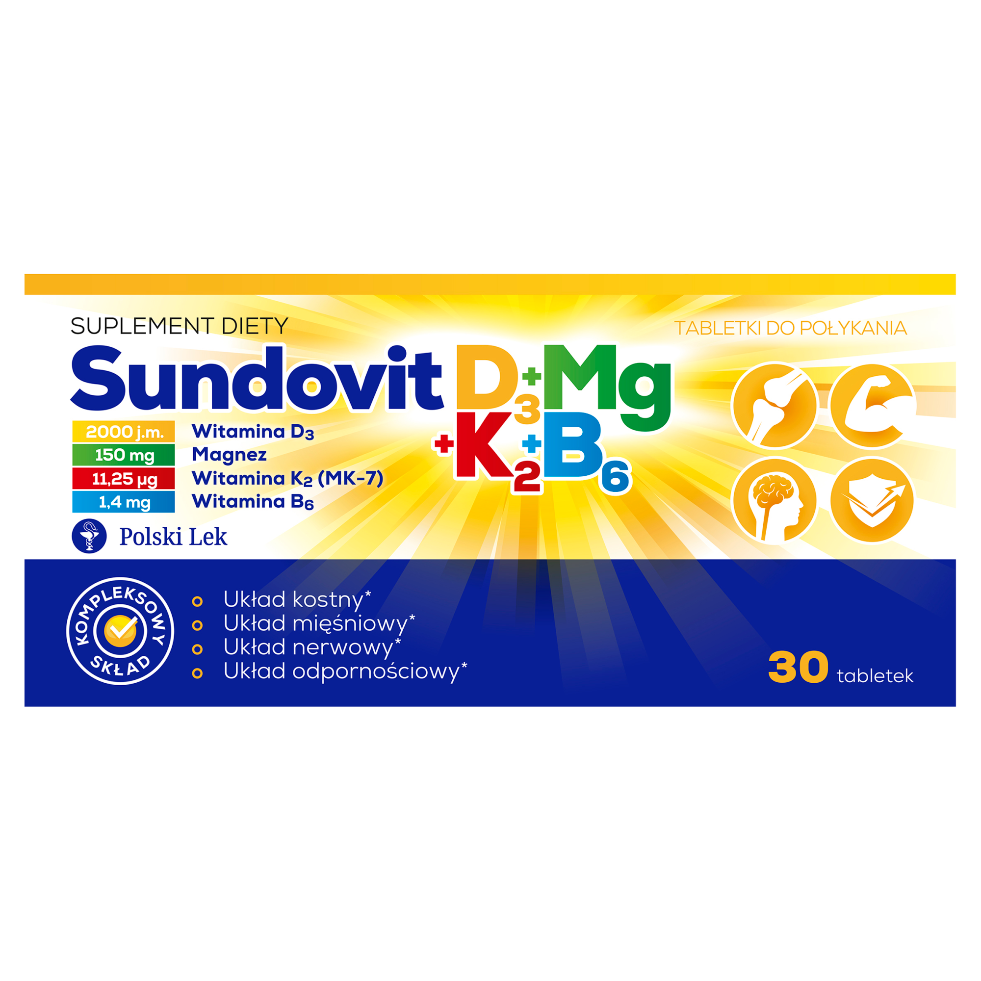 Sundovit D3 + MG + K2 + B6 - 30 tabl. - cena, opinie, właściwości zdjęcie