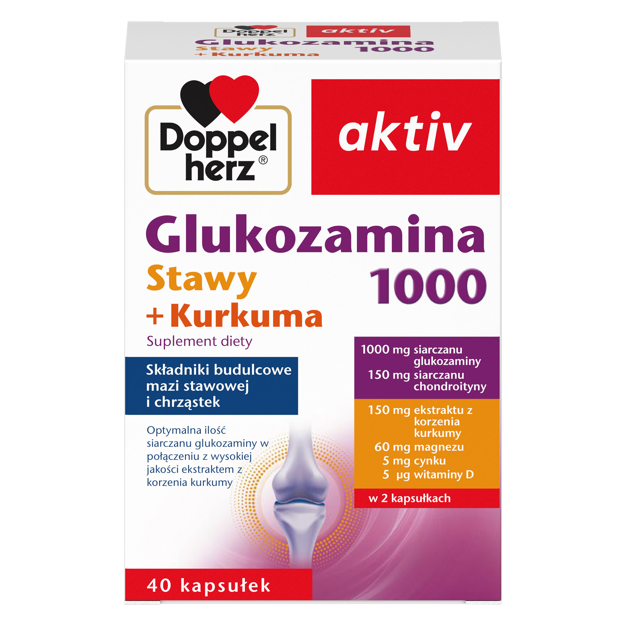 Doppelherz aktiv Glukozamina 1000 Stawy + Kurkuma, 40 kapsułek zdjęcie