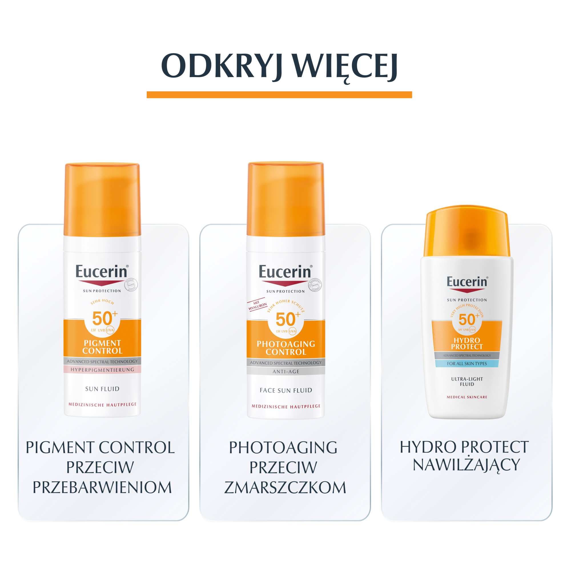Eucerin Sun Protection Oil Control Dry Touch, Żel-krem ochronny light barwiący SPF 50+, 50 ml