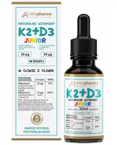 Altopharma Witamina K2 MK-7 + D3 Junior w kroplach 30 ml zdjęcie