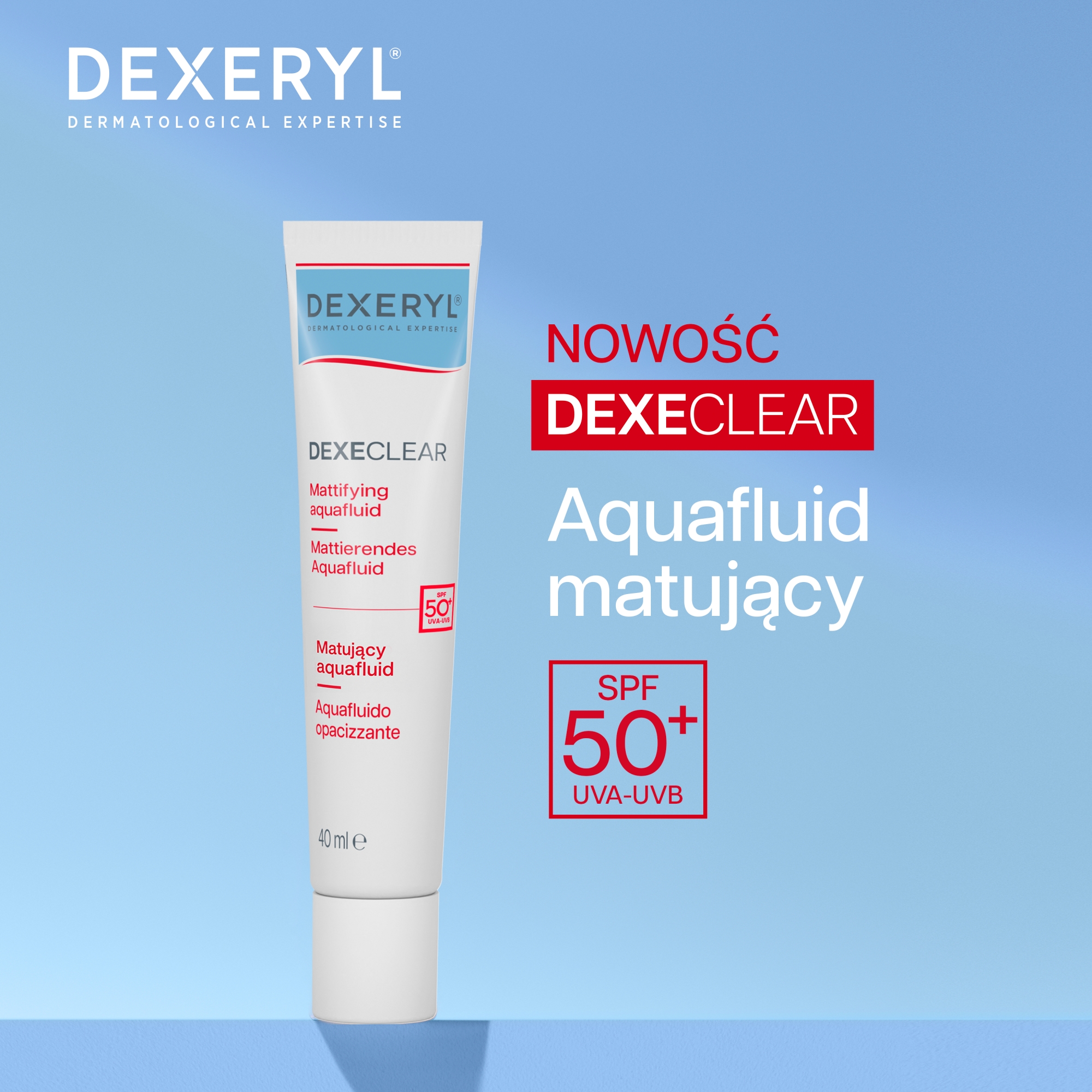 Dexeryl Dexeclear Aquafluid matujący SPF 50+, 40 ml