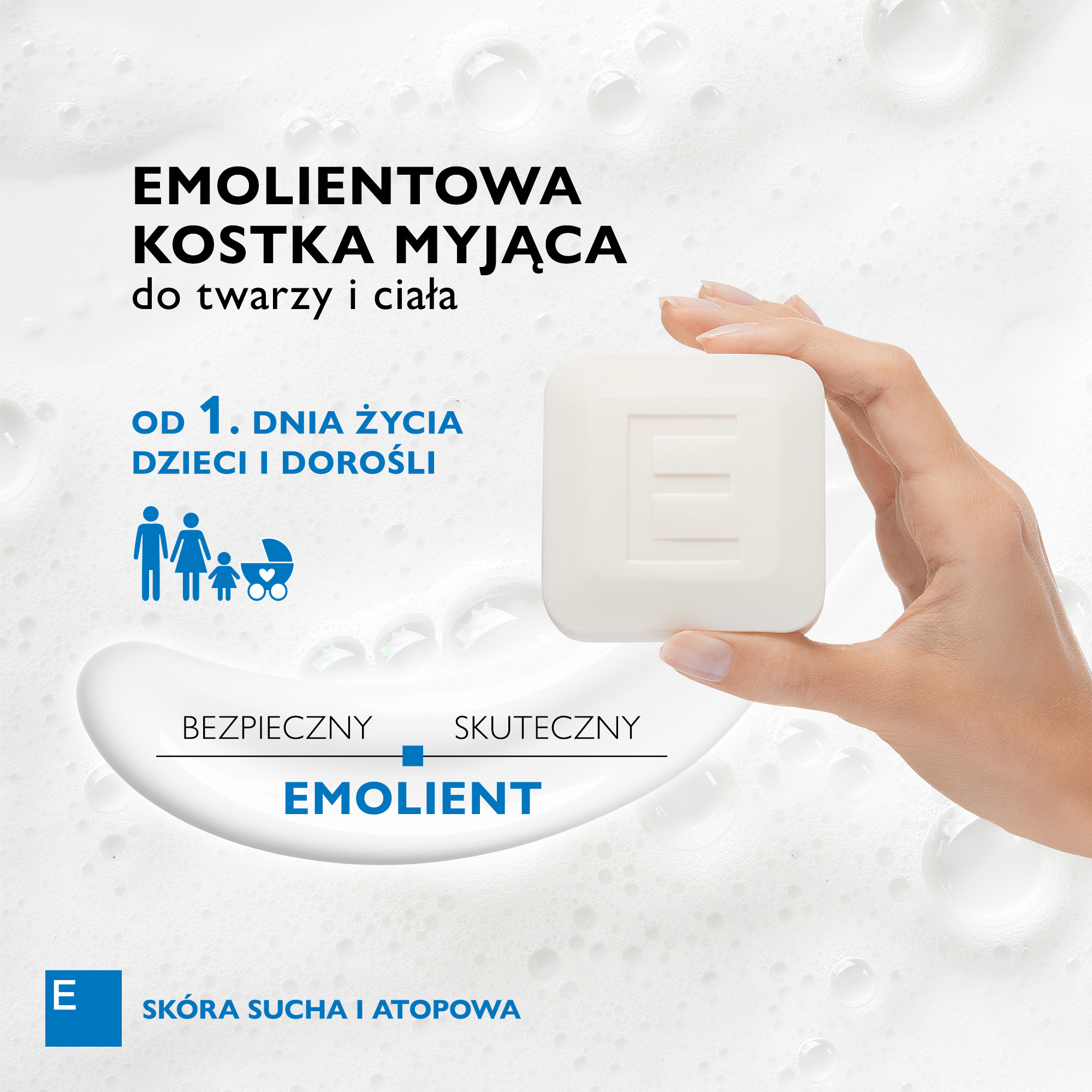 Emotopic emolientowa kostka myjąca do do twarzy i ciała do codziennego stosowania 100 g