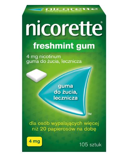 Nicorette Freshmint Gum, 4 mg, guma do żucia, 105 sztuk zdjęcie