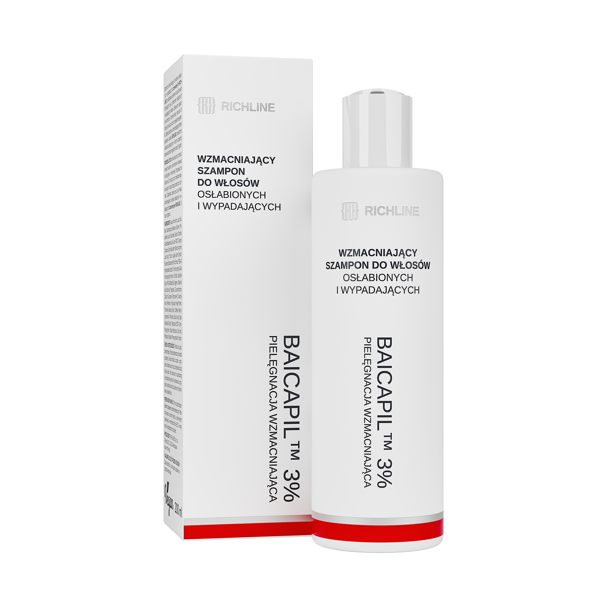Richline Wzmacniający szampon do włosów osłabionych i wypadających BAICAPIL 3%, 200 ml