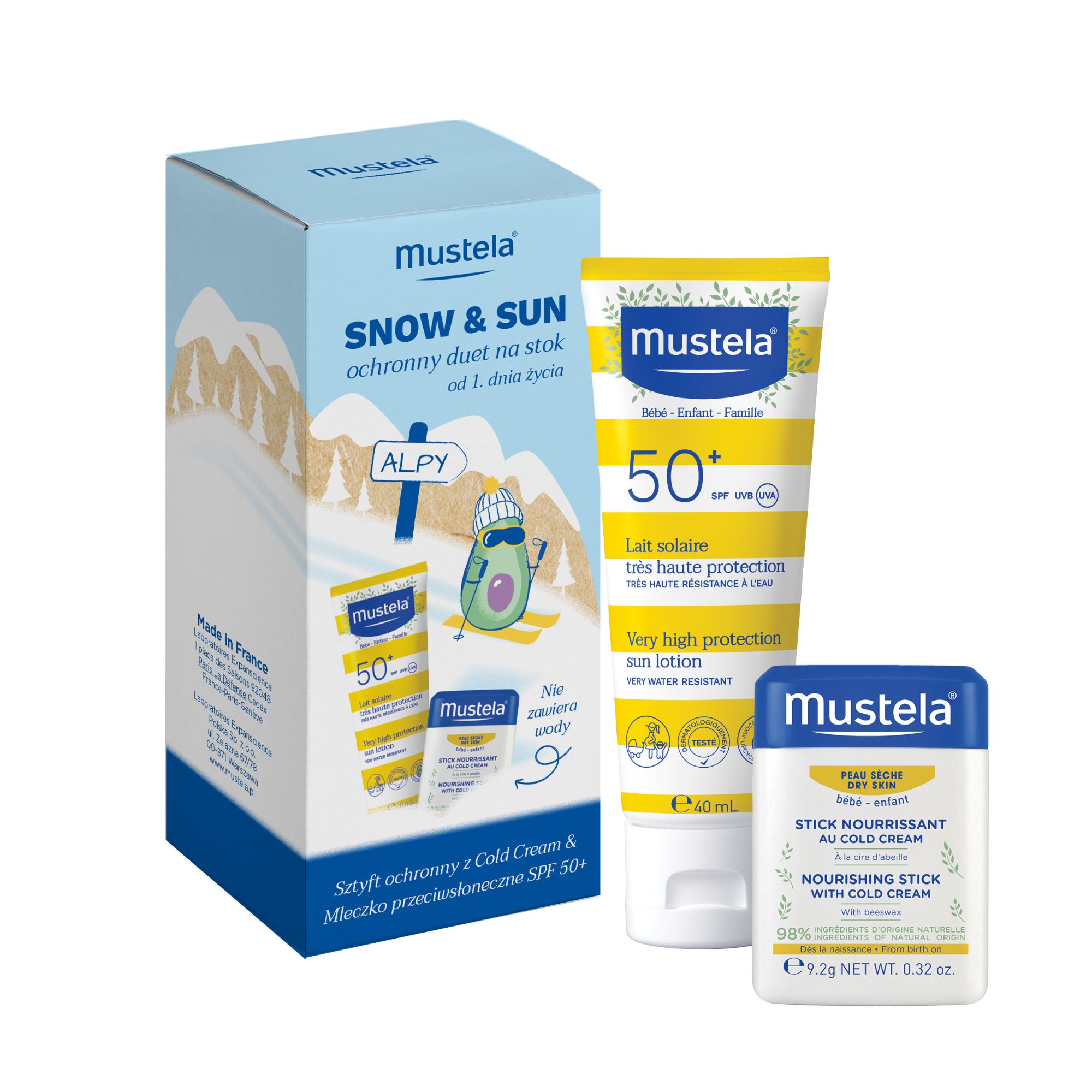 Mustela Zestaw Snow&Sun sztyft, 9,2 g + mleczko, 40 ml zdjęcie