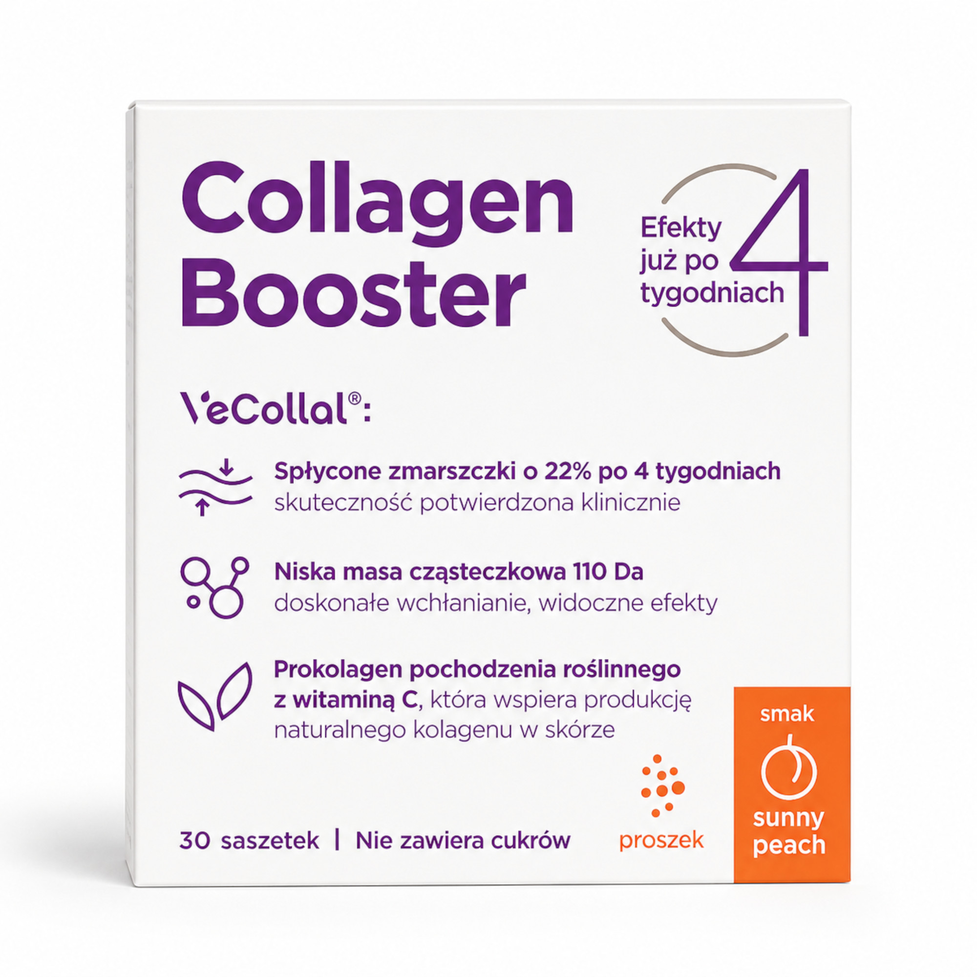 Biotebal Hair&Skin Collagen Booster, saszetki z proszkiem o smaku brzoskwiniowym, 30 sztuk zdjęcie