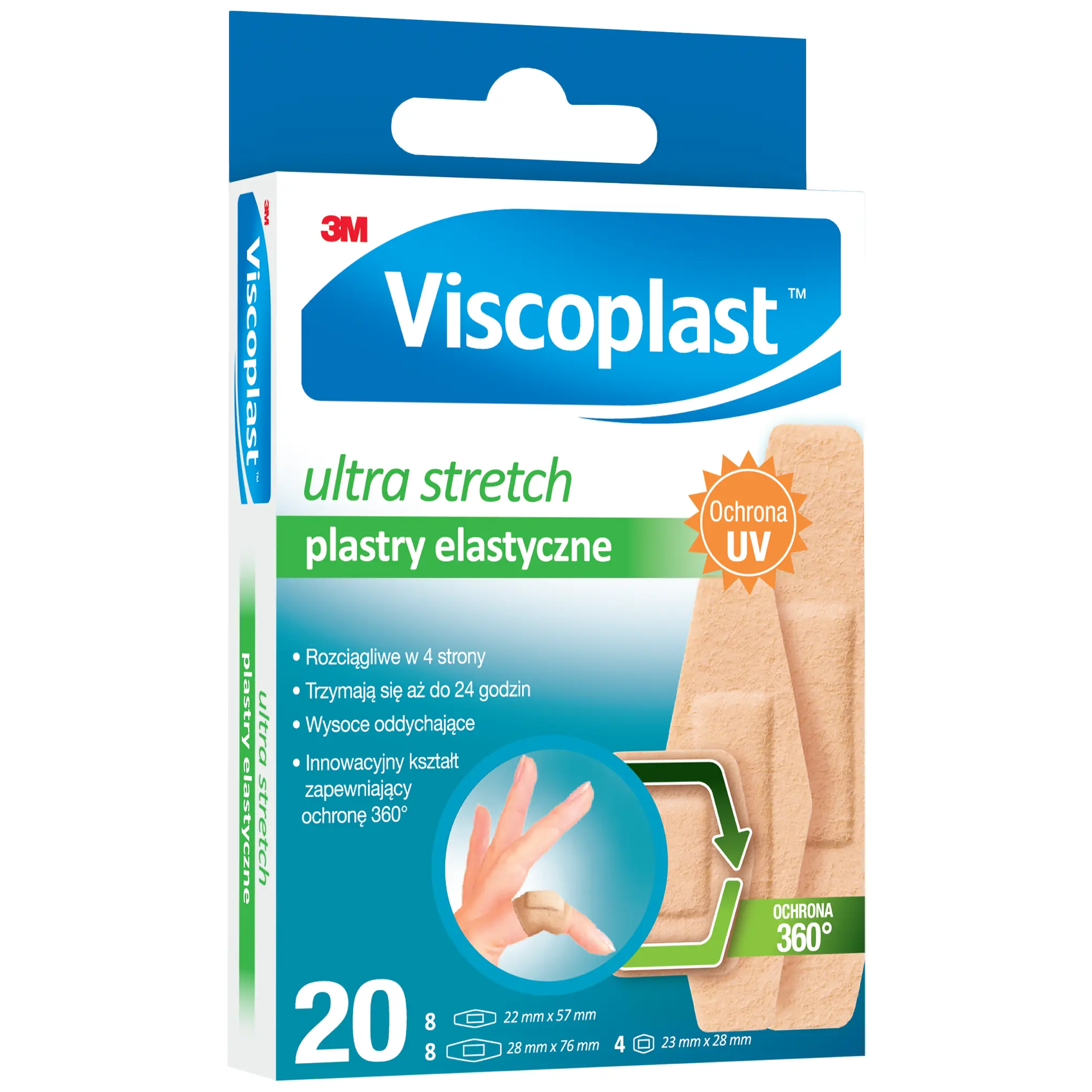Viscoplast Ultra Stretch zestaw plastrów 3 rozmiary 20 sztuk