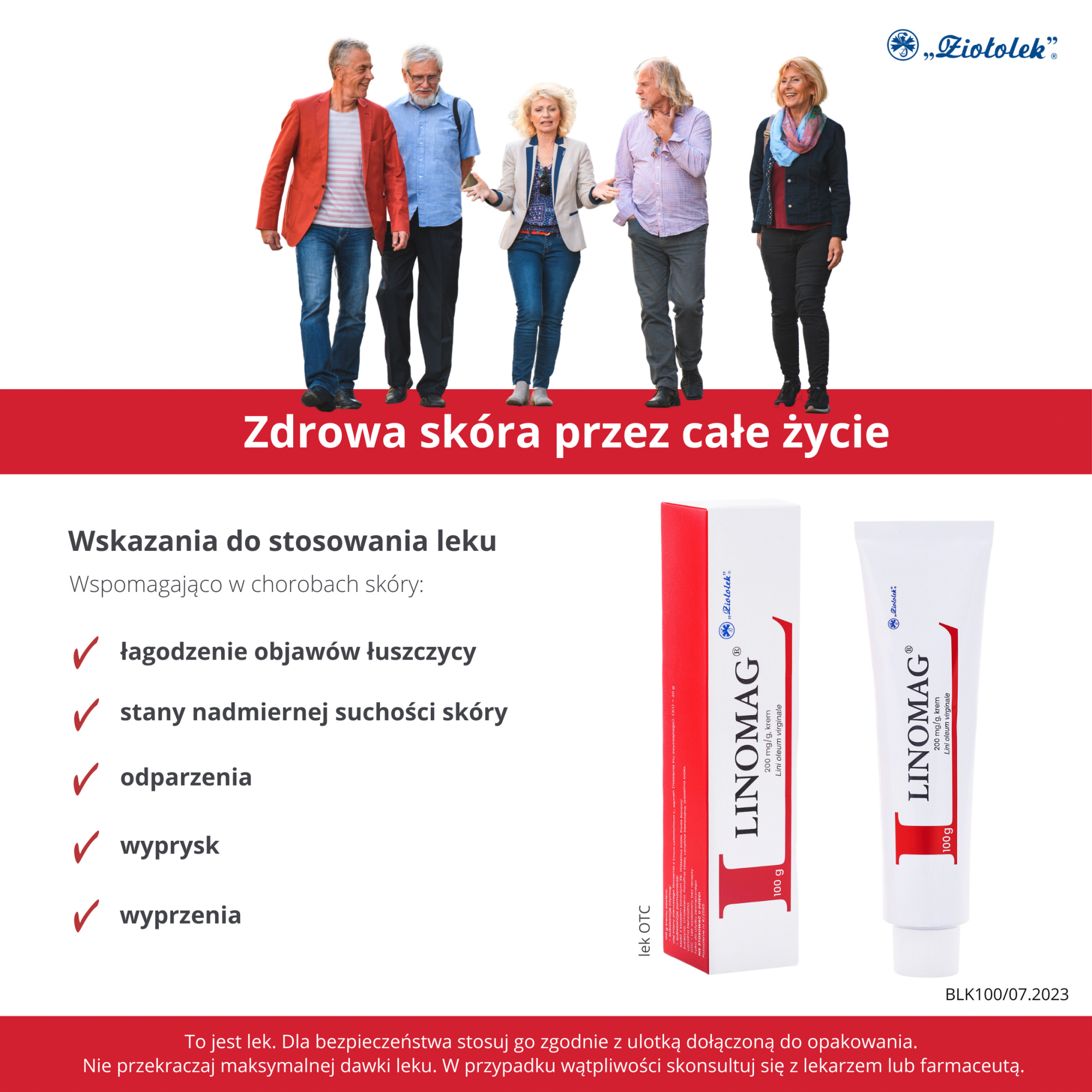 LINOMAG Krem 200 mg w 1 g - 100 g Na odparzenia.
