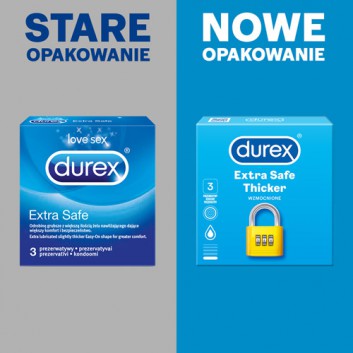 DUREX EXTRA SAFE Prezerwatywy grubsze z dodatkową ilością środka nawilżającego - 3 szt. - cena, opinie, właściwości