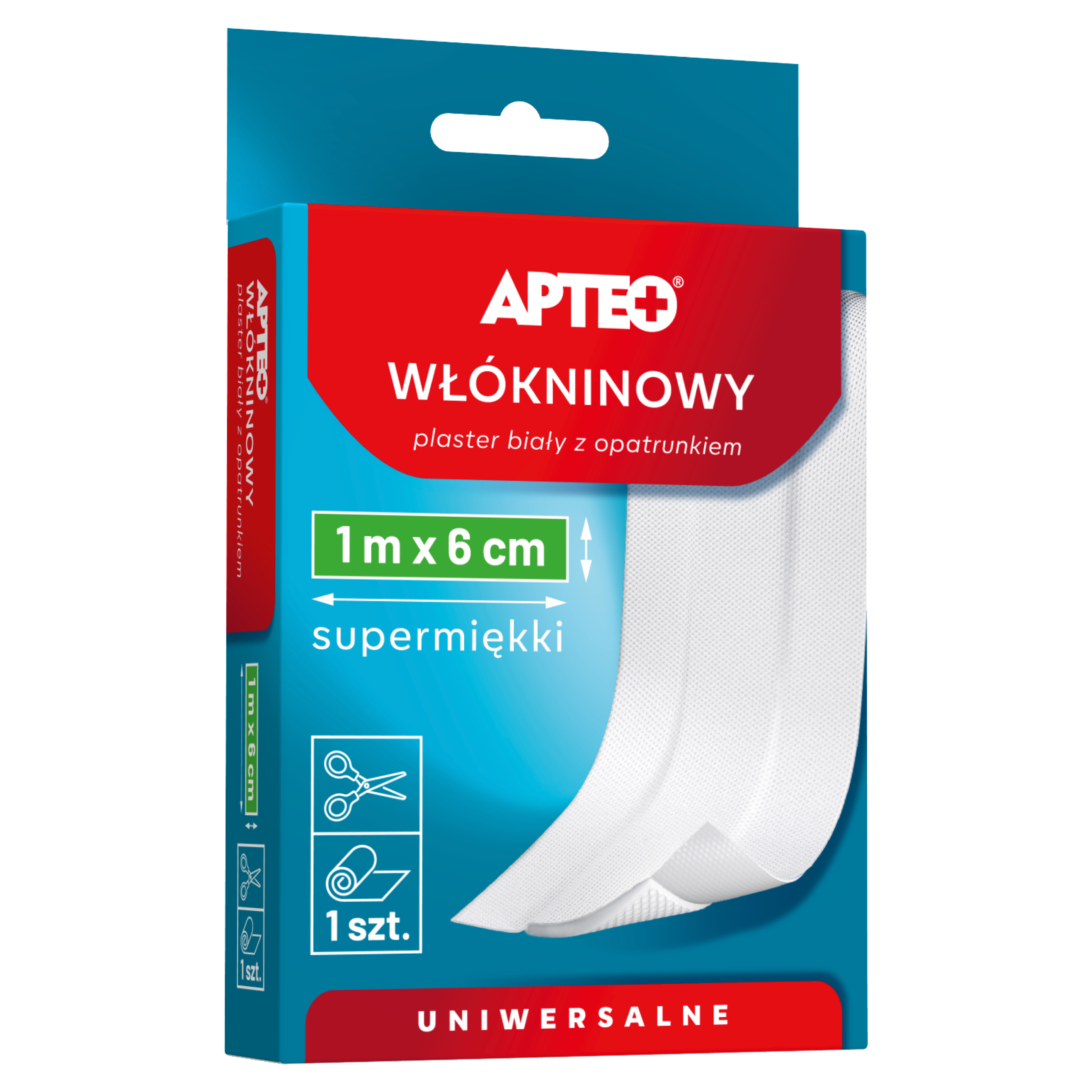 Apteo Plaster włókninowy z opatrunkiem 1m x 6cm 1 sztuka zdjęcie