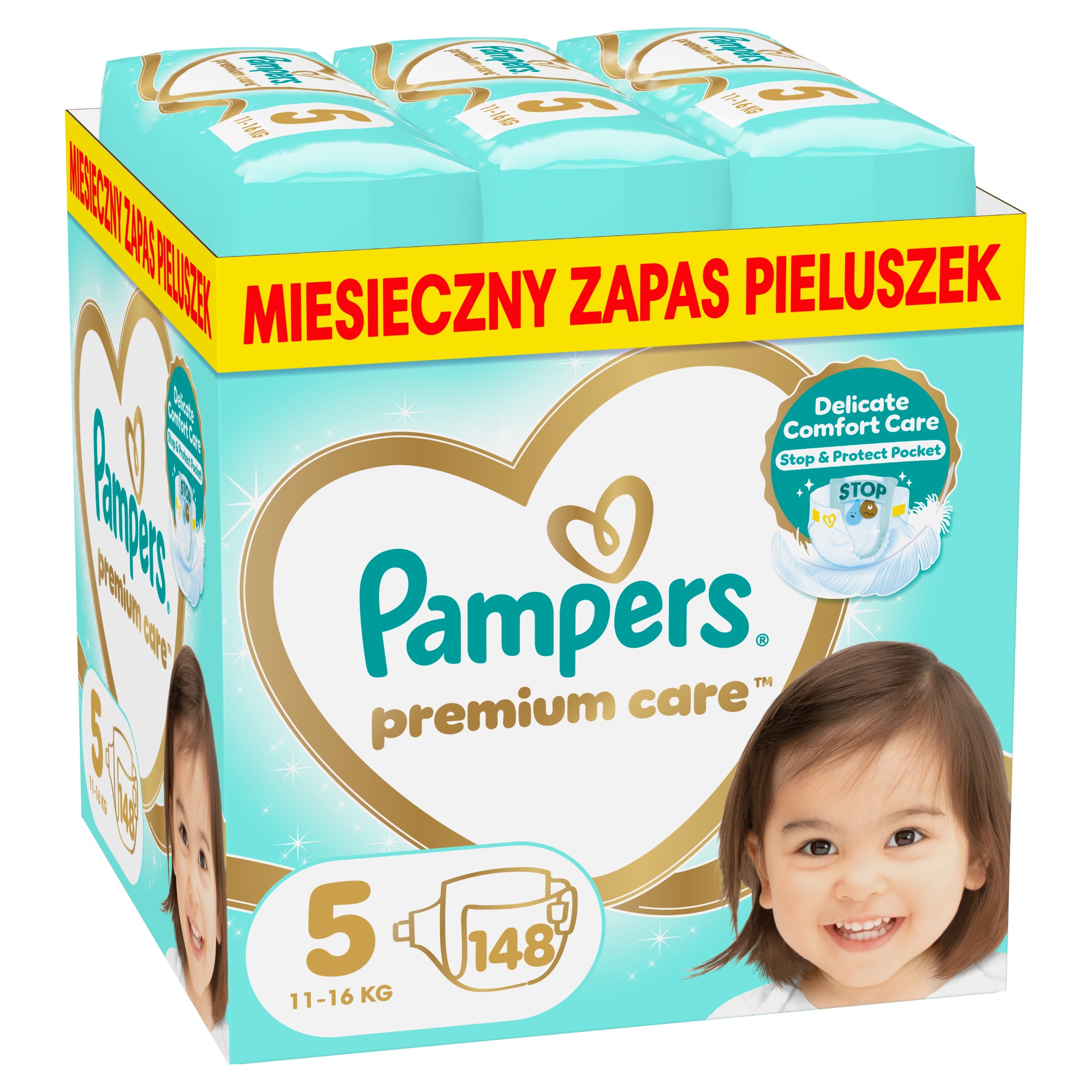 Pampers Premium Care, pieluchy rozmiar 5, 11-16 kg, 148 sztuk zdjęcie
