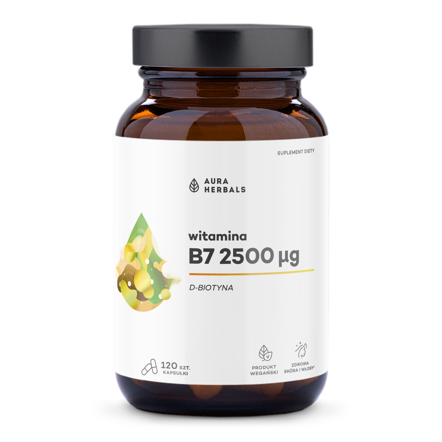 Witamina B7 2500 µg, biotyna, kapsułki, 120 sztuk zdjęcie