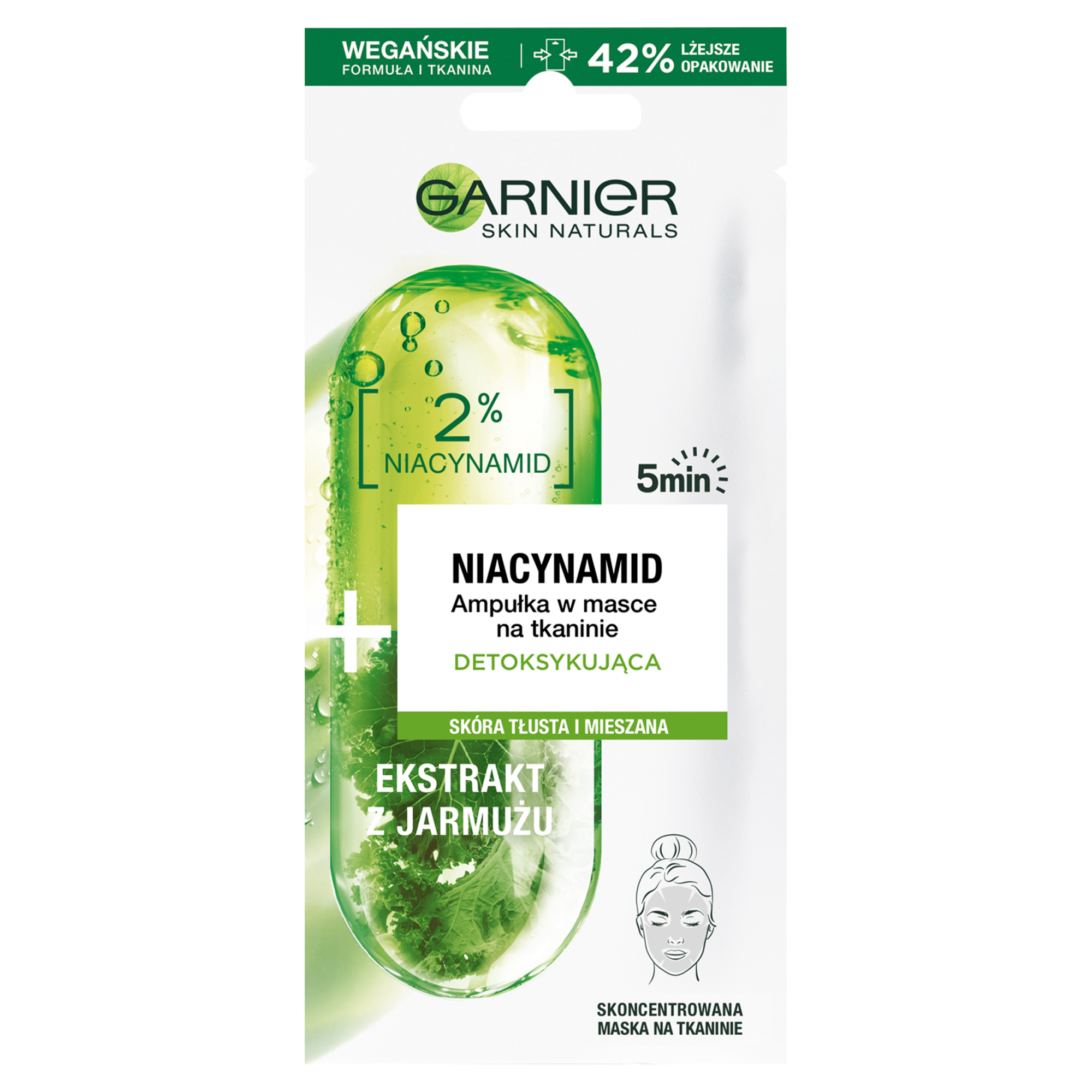 Garnier Skin Naturals Niacinamide Ampułka detoksykująca w masce na tkaninie - 15 g - cena, opinie, skład zdjęcie