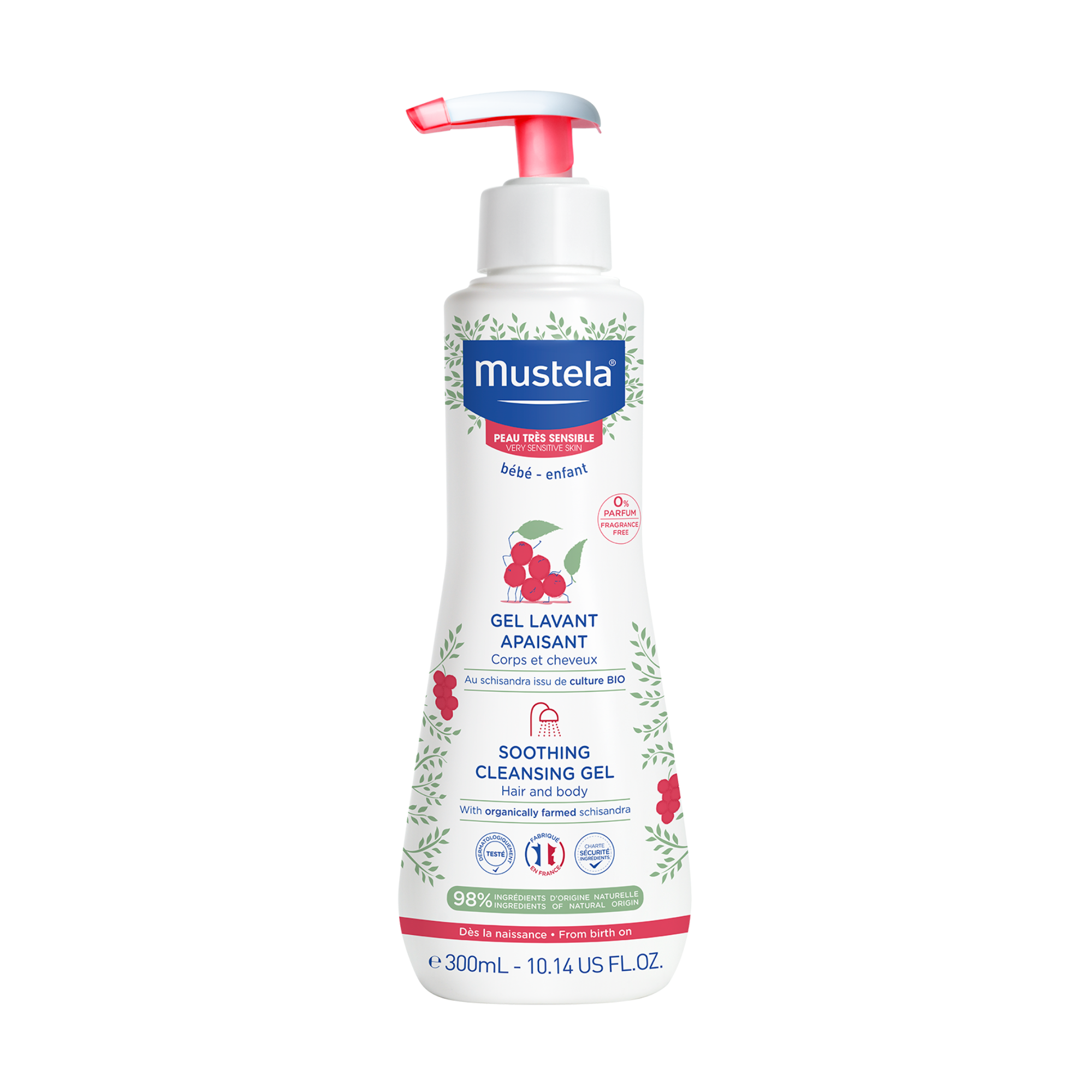 Mustela Żel łagodzący do mycia bez zapachu od 1. dnia życia, 300 ml