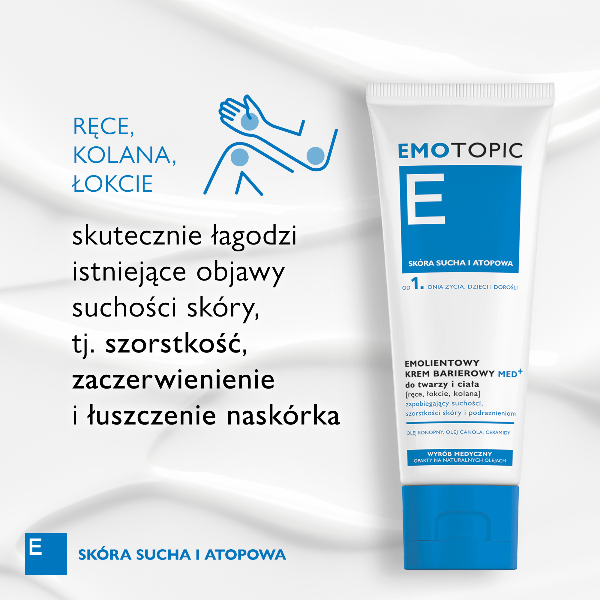 Emotopic emolientowy krem barierowy MED+ do twarzy i ciała do codziennego stosowania 75 ml