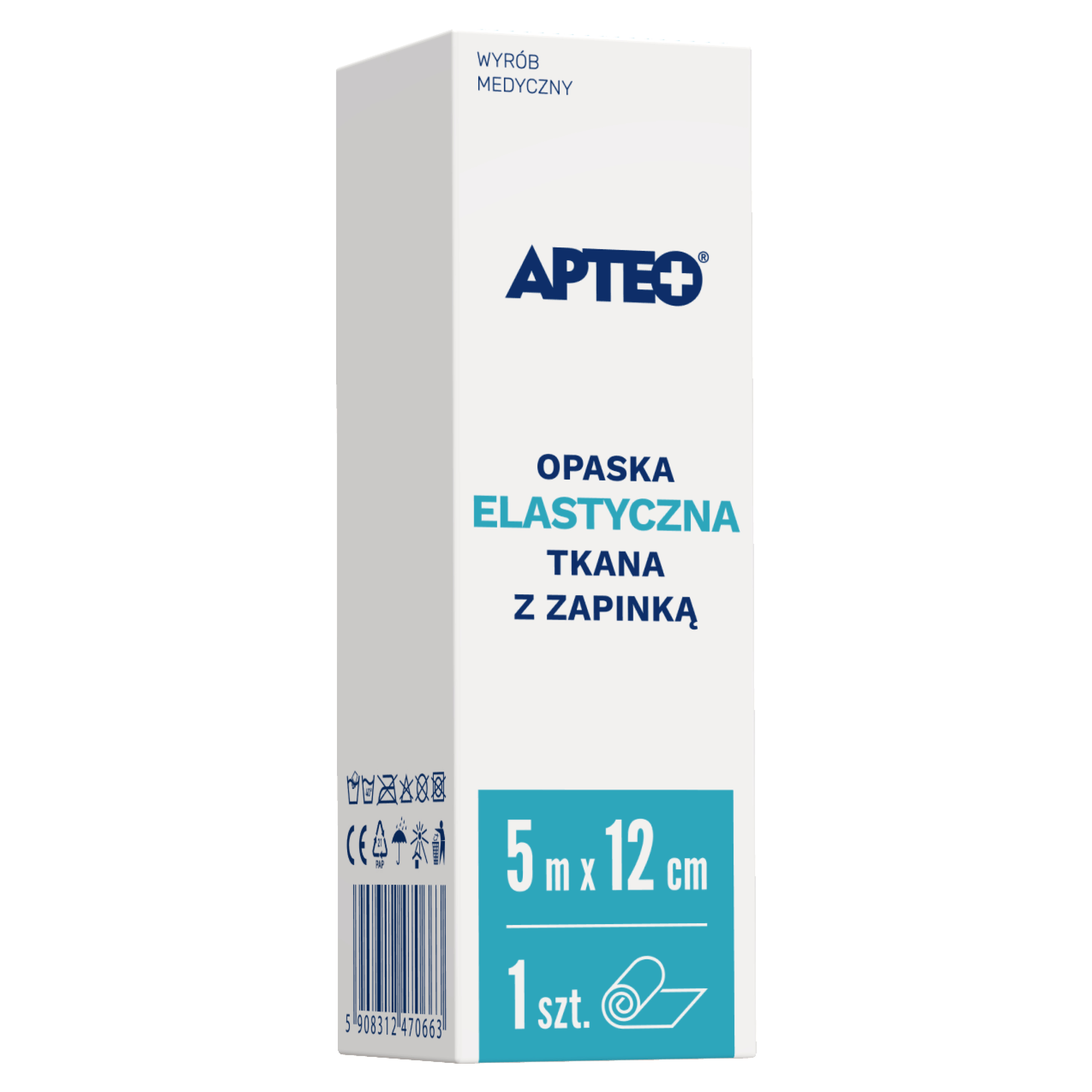 Apteo Opaska elastyczna tkana z zapinką 5 m x 12 cm 1 sztuka zdjęcie