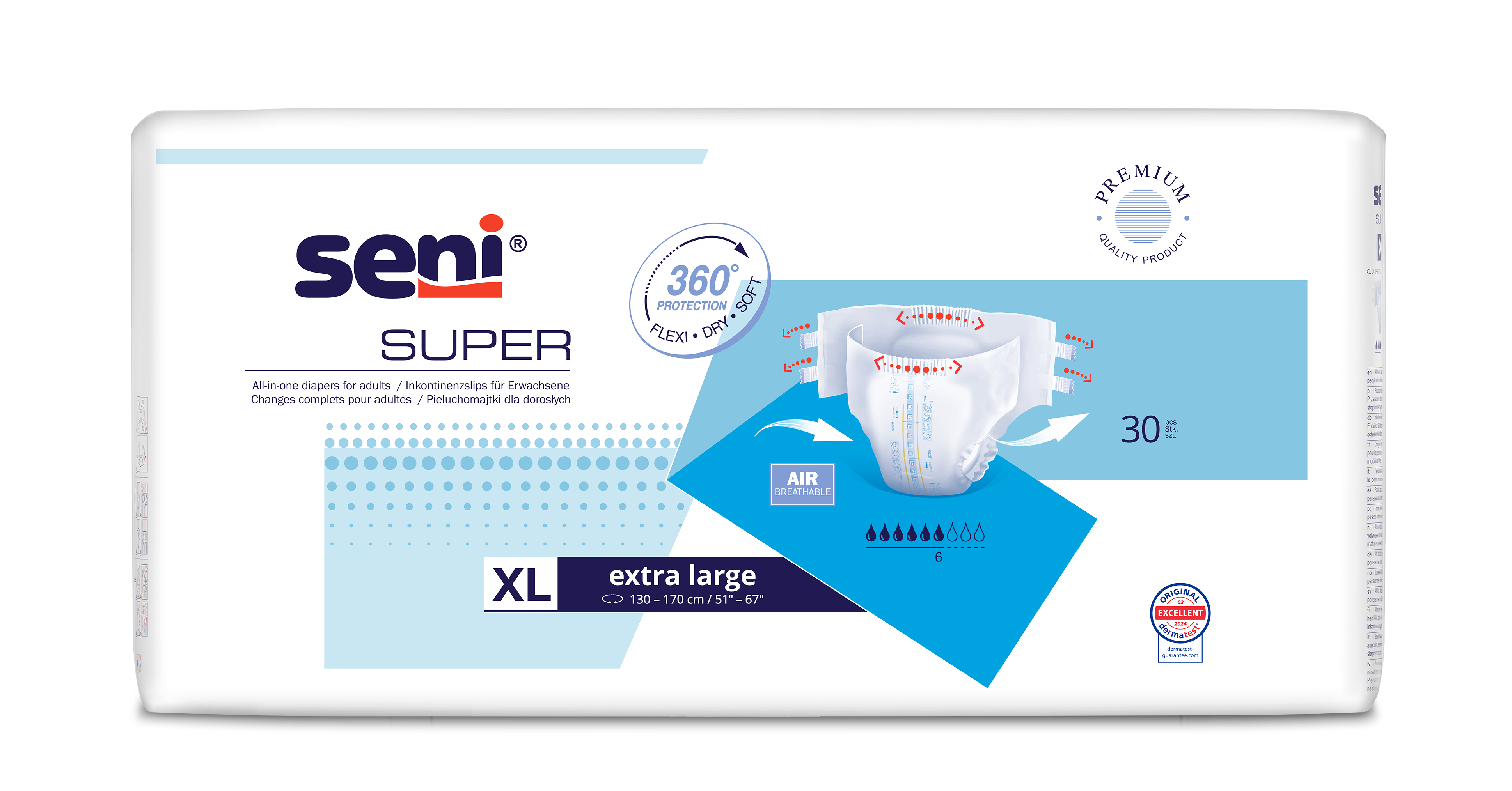 Seni Super, pieluchomajtki dla dorosłych zapinane na rzepy XL, 30 sztuk zdjęcie