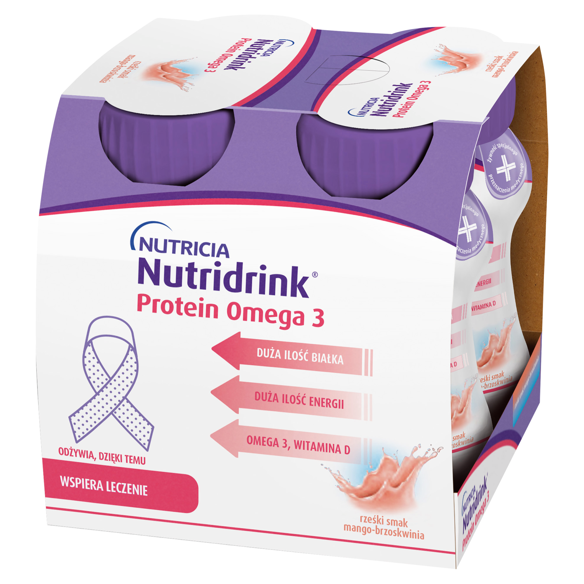 Nutridrink Protein Omega-3, o rześkim smaku mango-brzoskwinia, 4 x 125 ml zdjęcie