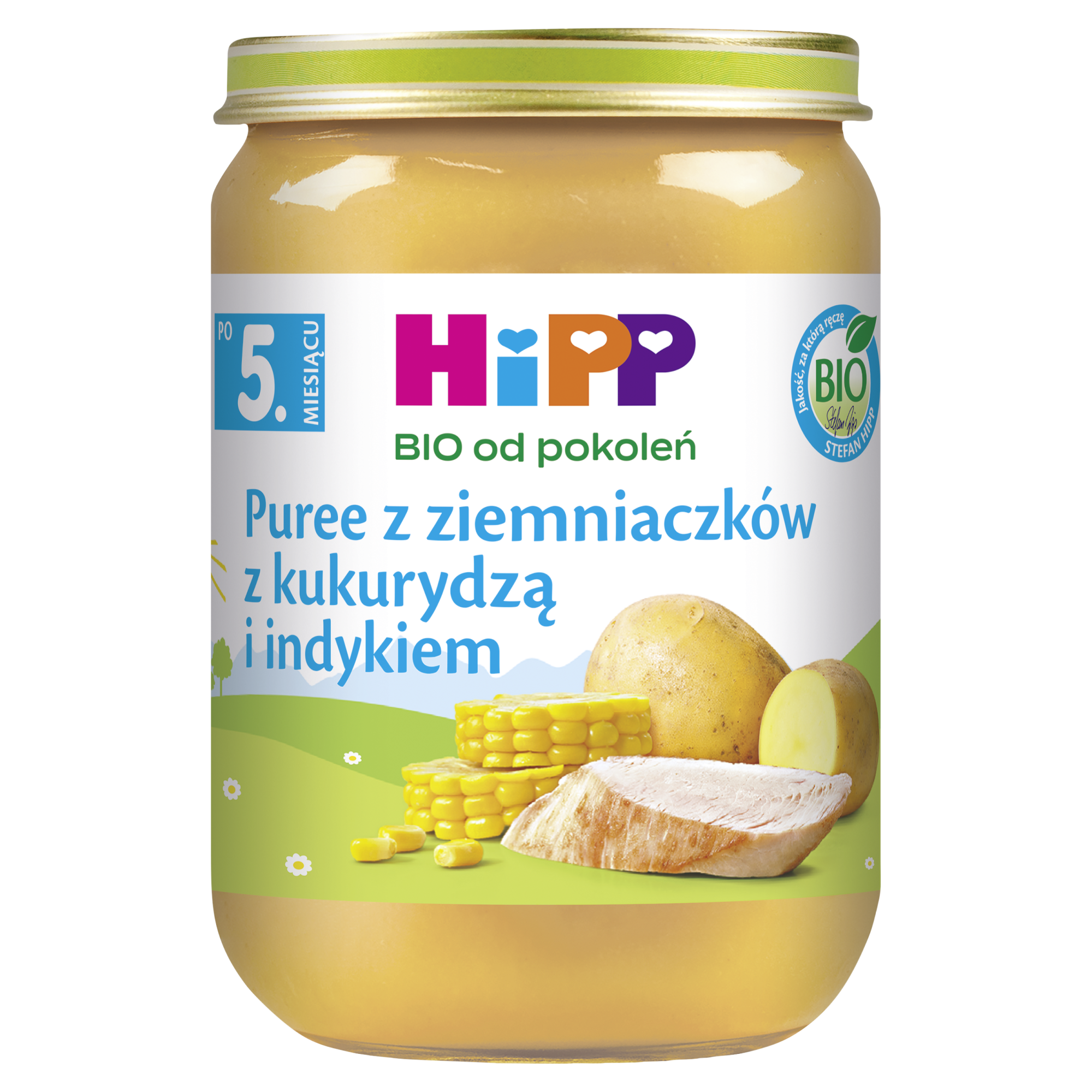 HiPP BIO od pokoleń, Puree z ziemniaczków z kukurydzą i indykiem, po 5. m-cu, 190 g zdjęcie