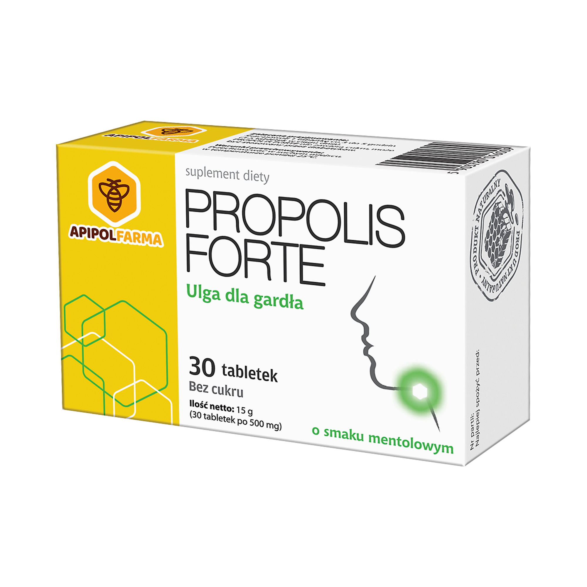 FARMINA Propolis Forte o smaku mentolowym - 30 tabl. - suchość, drapanie w gardle - cena, opinie, właściwości zdjęcie