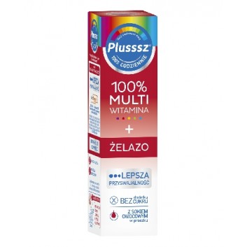 Plusssz 100% Multiwitamina + Żelazo 20 tabletek musujących