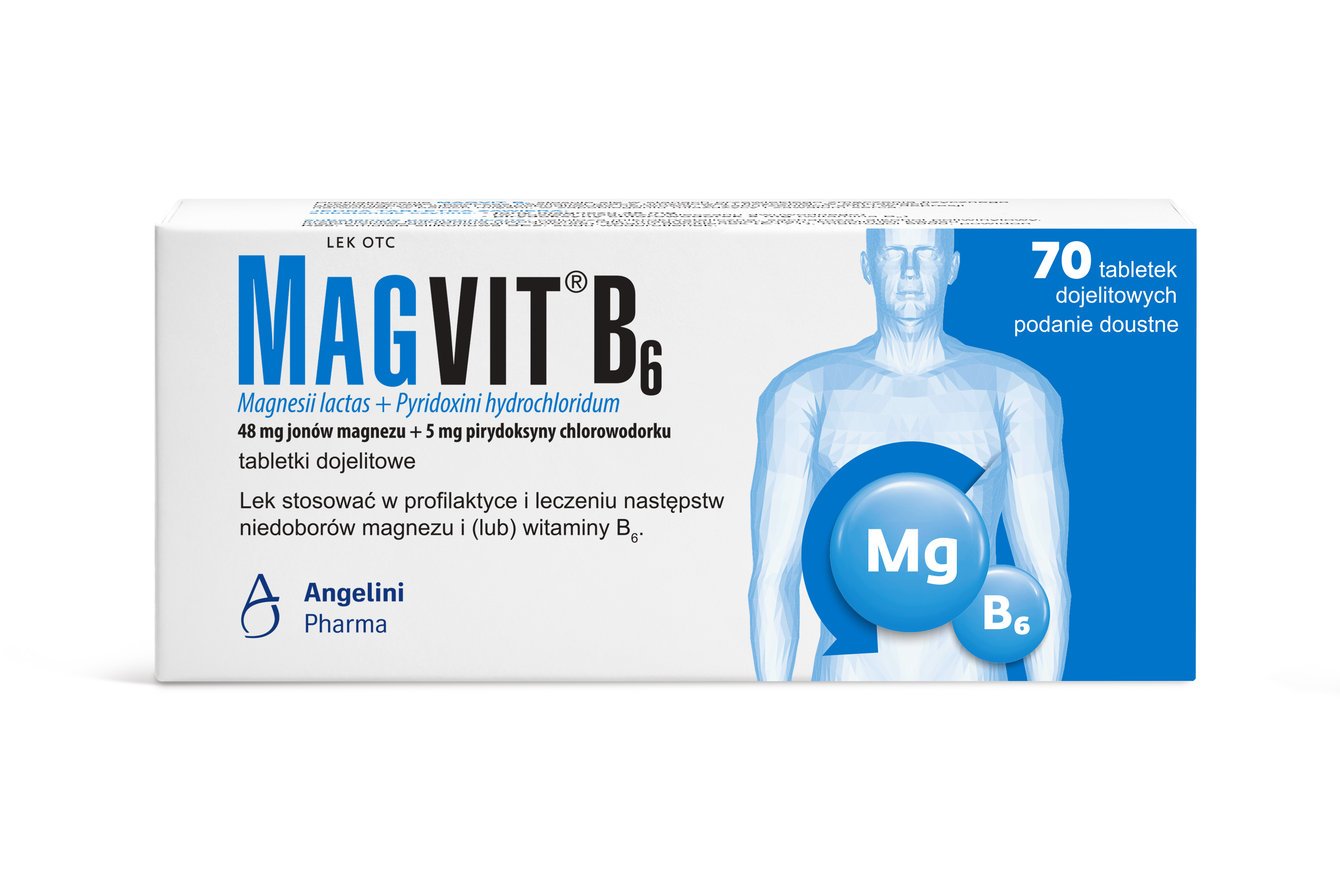 Magvit B6 48 mg + 5 mg, tabletki dojelitowe, 70 sztuk
