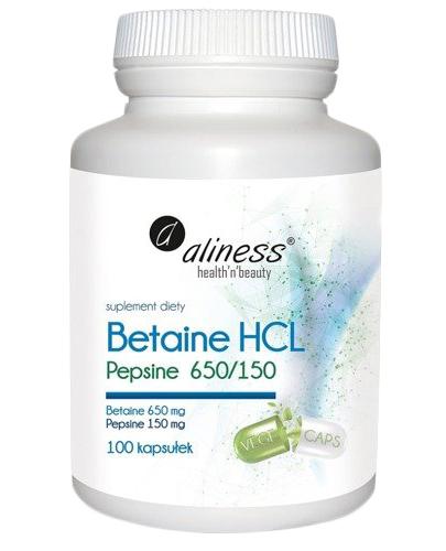 Aliness Betaine HCL Pepsine 650/150, kapsułki, 100 szt. zdjęcie