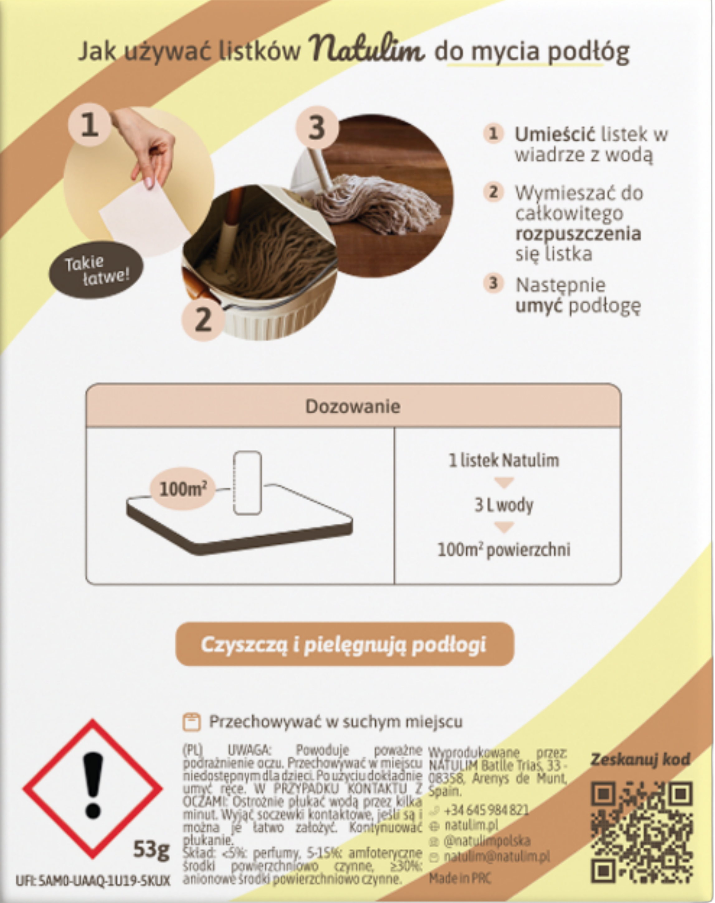 Natulim Eko listki do mycia podłóg, 30 sztuk