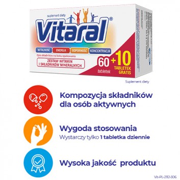 Vitaral zestaw witamin i minerałów 70 tabletek