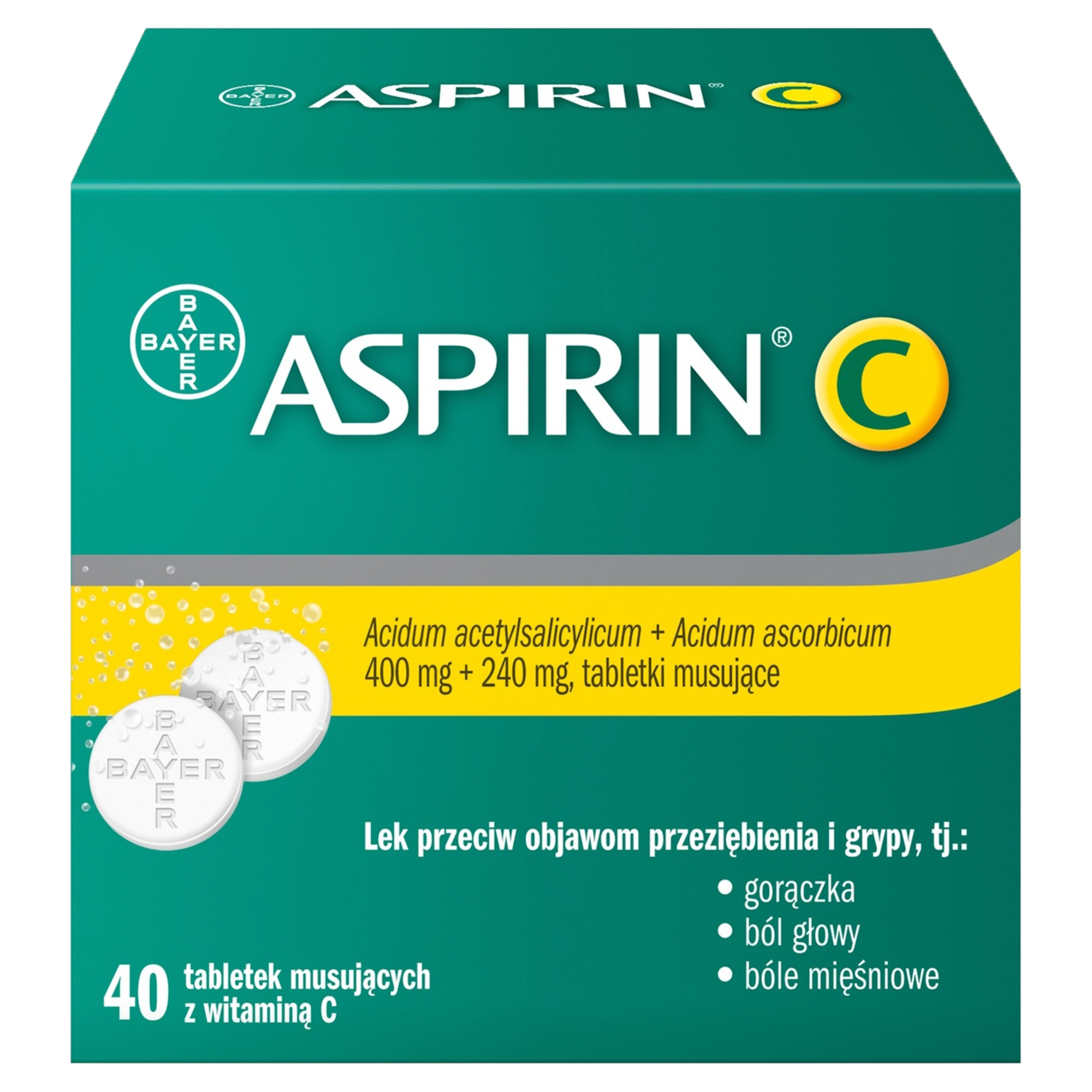 Aspirin C, 400 mg + 240 mg, tabletki musujące, 40 sztuk zdjęcie