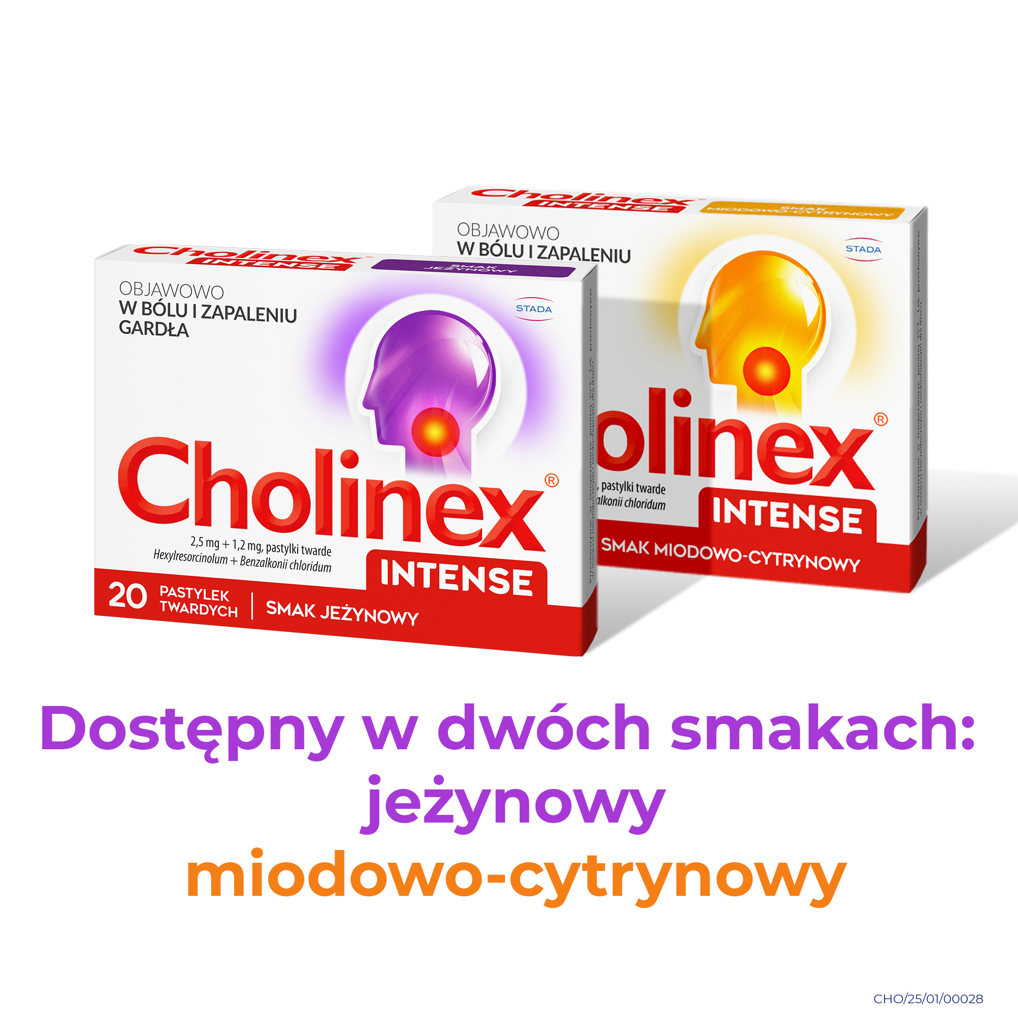 Cholinex Intense 2,5 mg + 1,2 mg smak jeżynowy pastylki do ssania 20 sztuk
