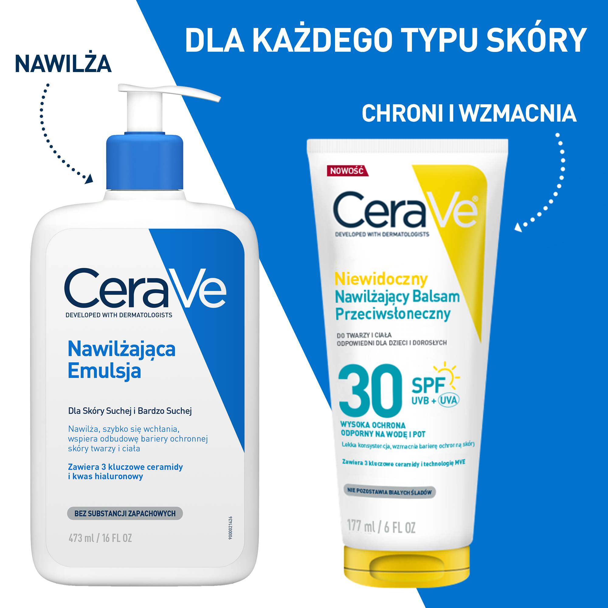 Cerave Sun, niewidoczny nawilżający balsam przeciwsłoneczny SPF 30, 177 ml