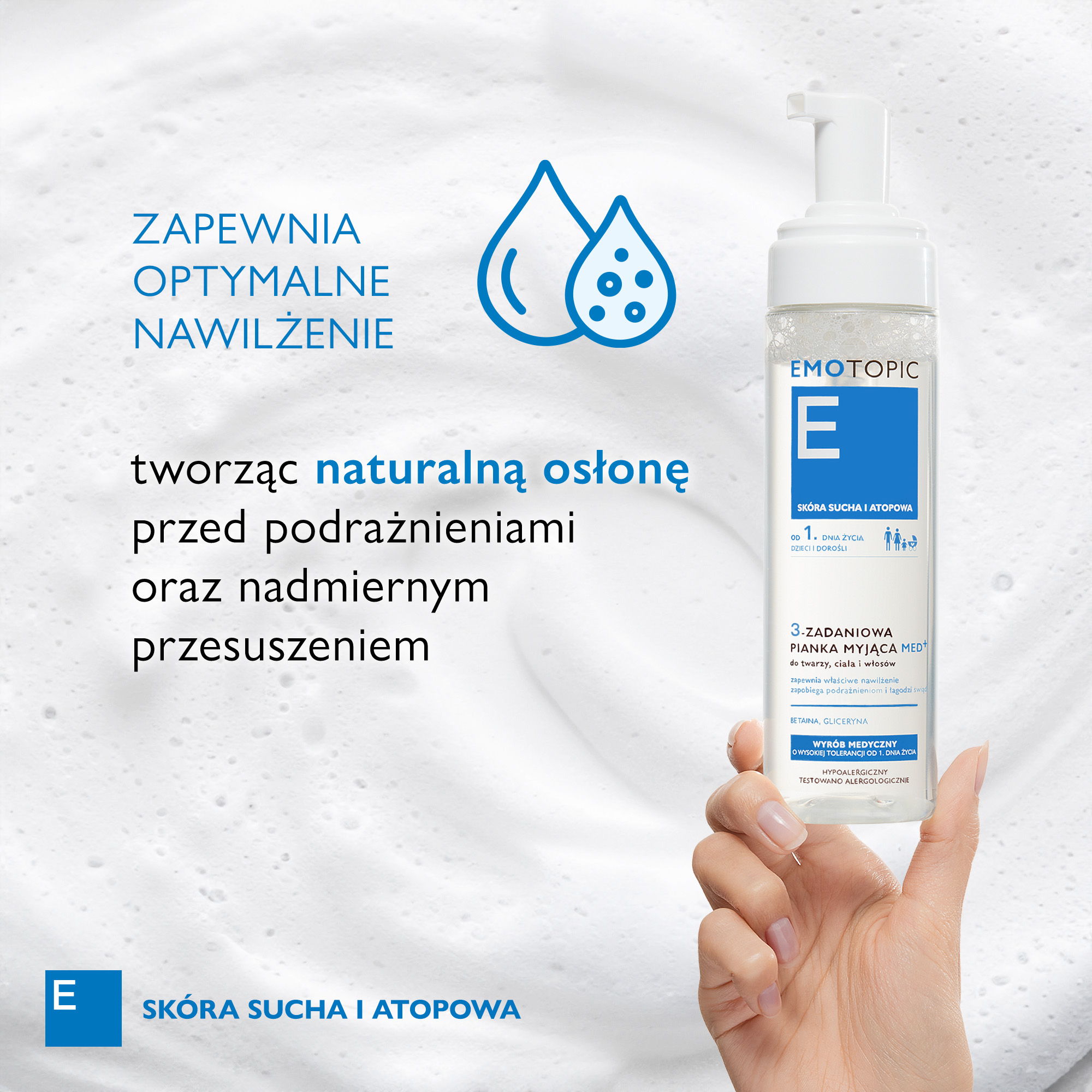 Emotopic 3-zadaniowa pianka myjąca do twarzy ciała i włosów 200 ml
