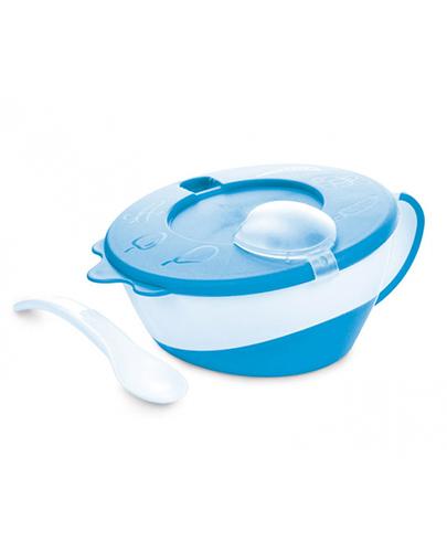 CANPOL BABIES Miseczka z pokrywką i łyżeczką 31/406 niebieska - 1 szt. zdjęcie