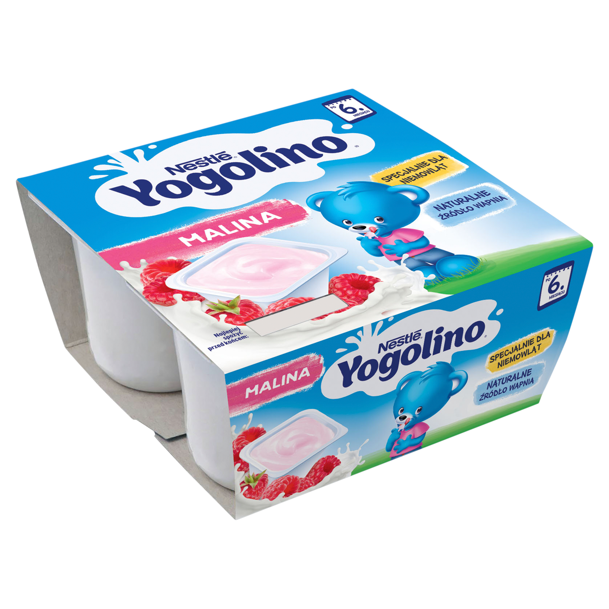 NESTLE YOGOLINO Deserek mleczno-owocowy, jogurcik malina po 6 miesiącu - 4x100 g zdjęcie