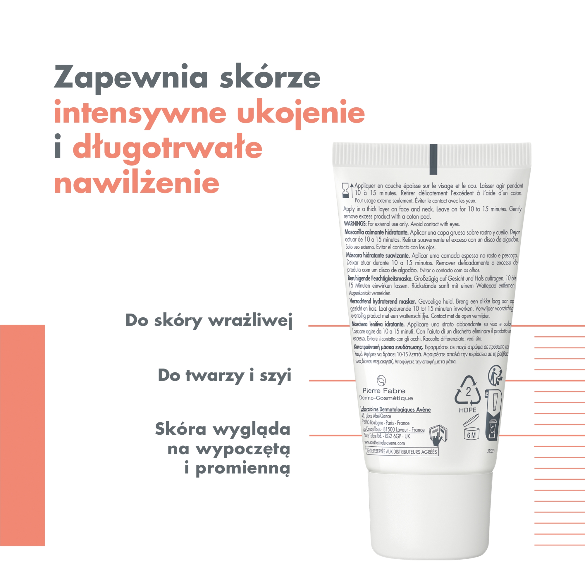 Avene Maseczka kojąco-nawilżająca skóra wrażliwa, 50 ml