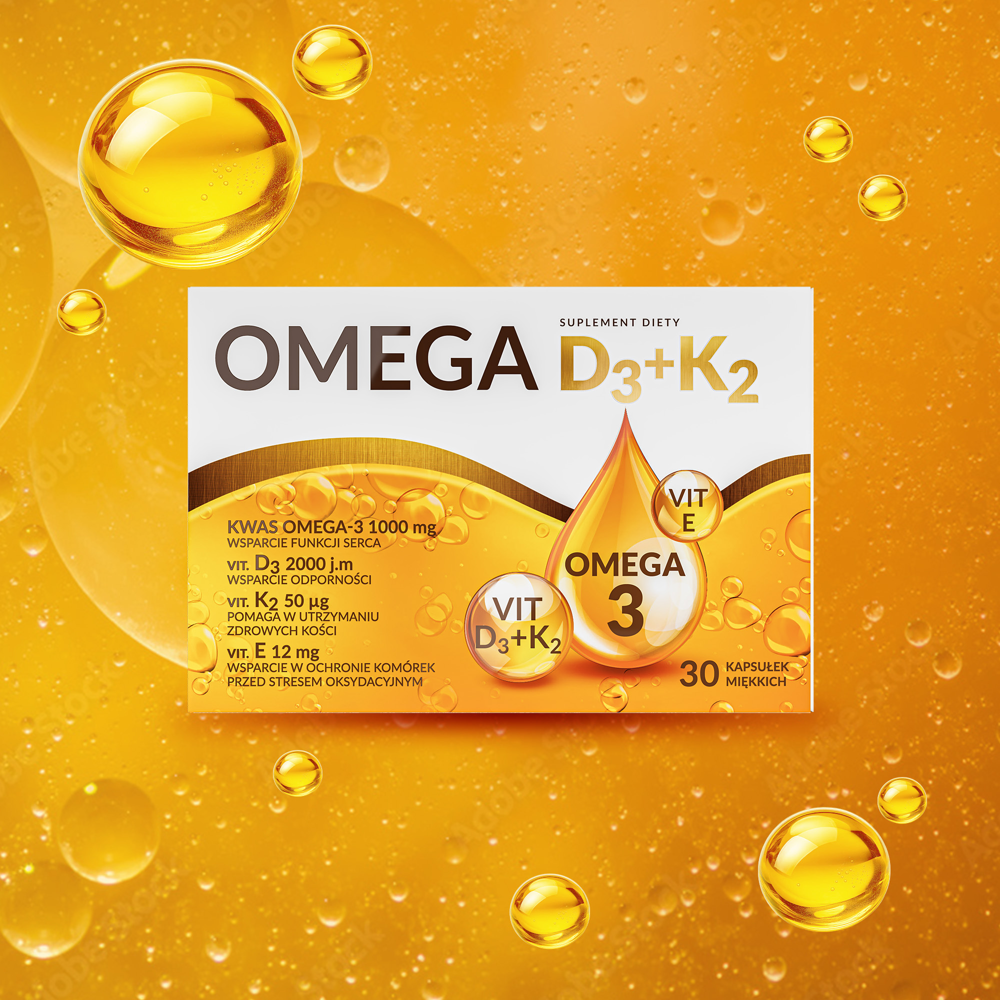 Omega D3+K2, kapsułki, 2 x 30 sztuk