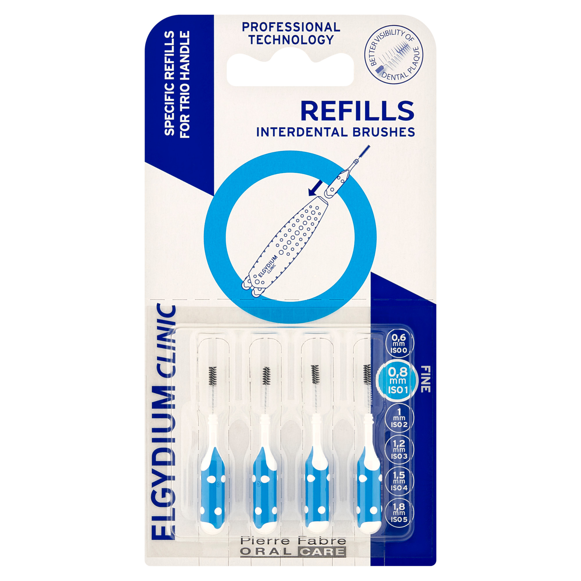 Elgydium Clinic Refill Niebieska (ISO 1), wkład do szczoteczki międzyzębowej, 4 sztuki zdjęcie
