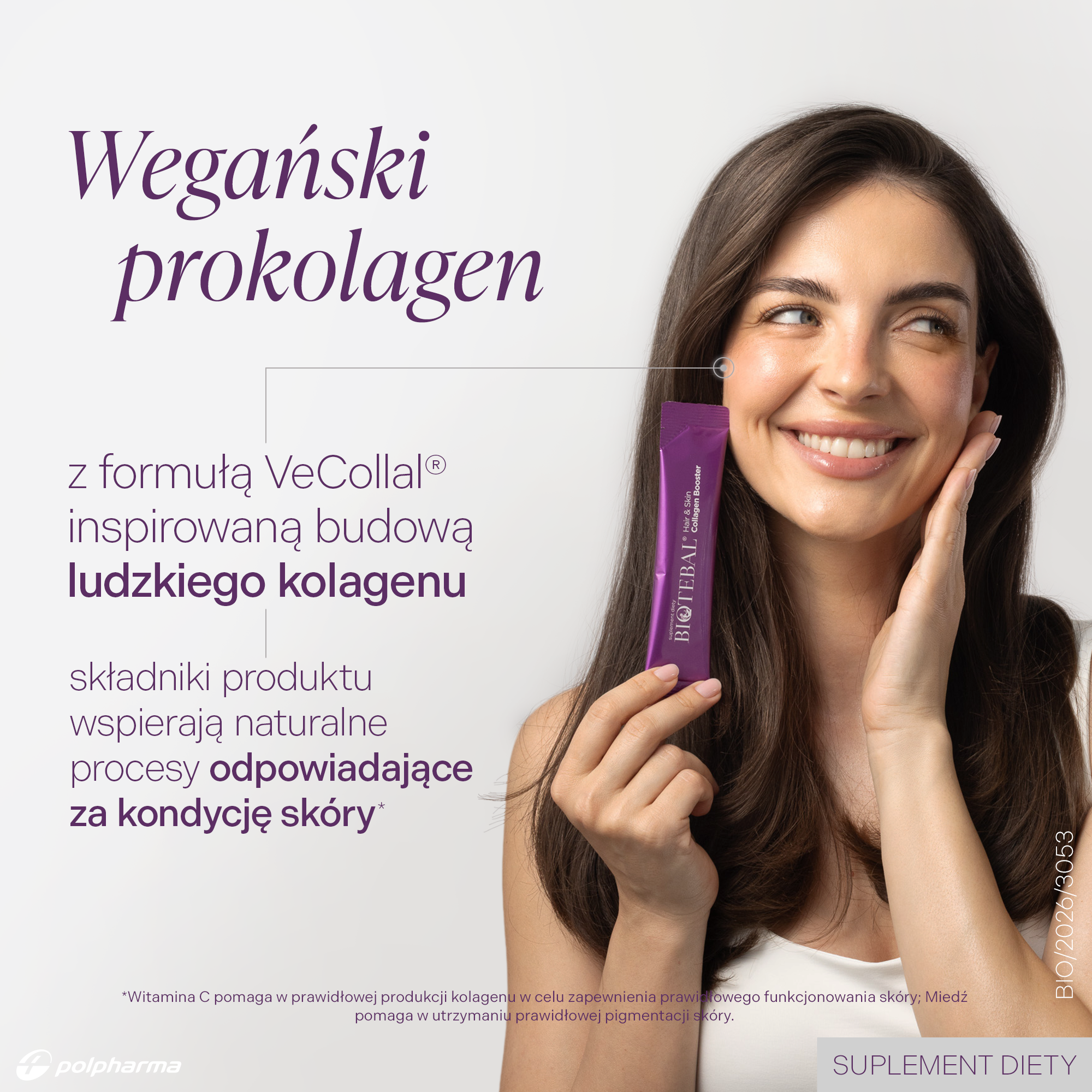 Biotebal Hair&Skin Collagen Booster, saszetki z płynem o smaku liczi, 2 x 30 sztuk