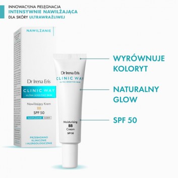 Dr Irena Eris CLINIC WAY Nawilżający krem BB SPF50 medium beige 20, 30 ml