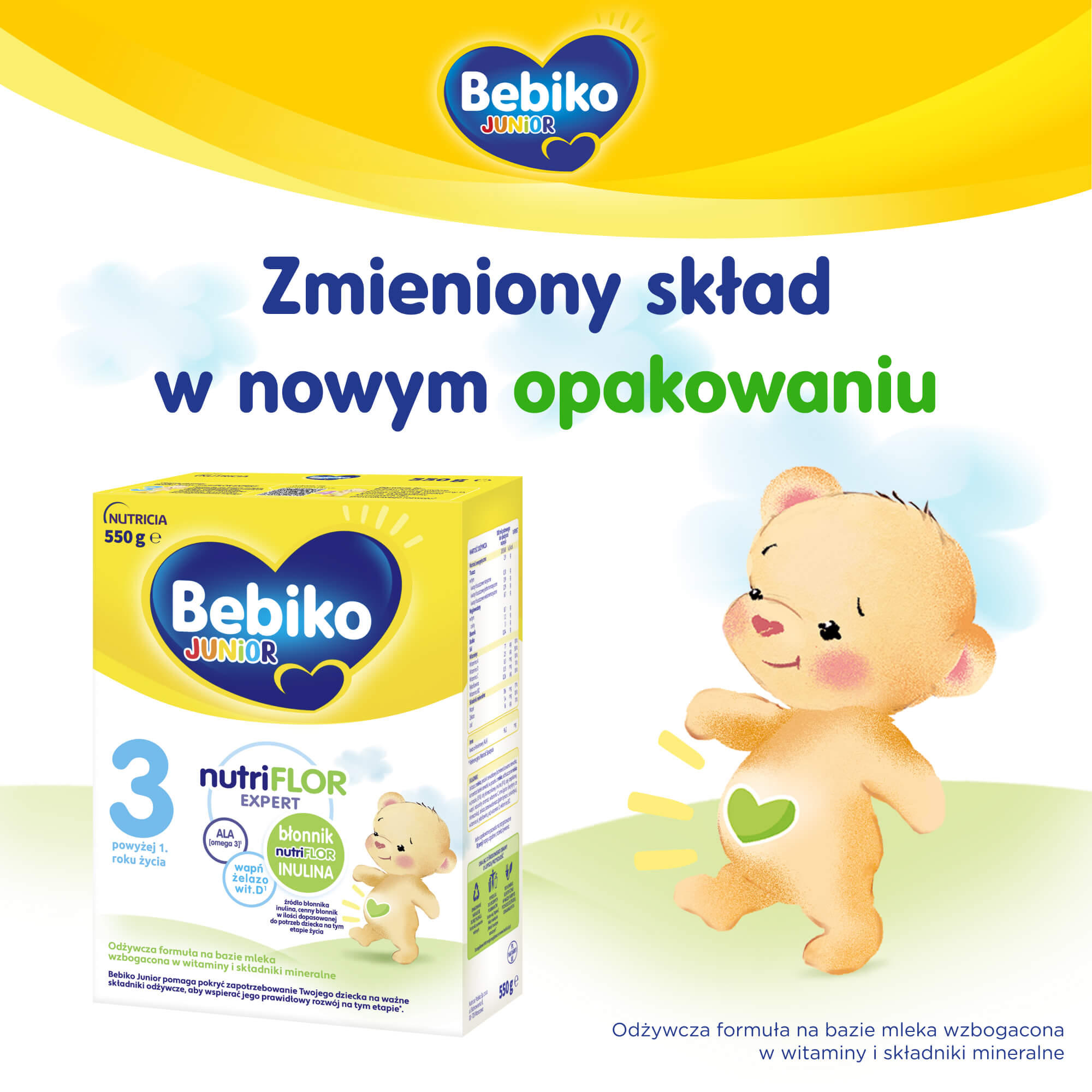 Bebiko Junior 3 Nutriflor Expert, odżywcza formuła na bazie mleka dla dzieci powyżej 1. roku życia,