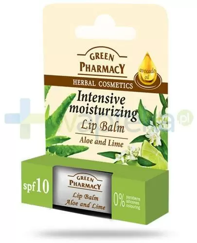 Green Pharmacy balsam do ust intensywnie nawilżający SPF10 aloes limonka 3,6 g Elfa Pharm zdjęcie
