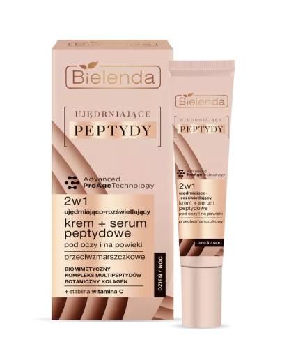 Bielenda Ujędrniające Peptydy, Krem+serum peptydowe pod oczy i na powieki 2w1, 15 ml zdjęcie
